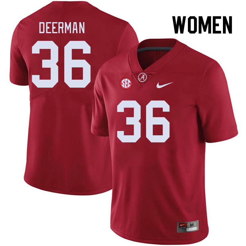 Women #36 Sawyer Deerman Alabama Crimson Tide College Footabll Jerseys Stitched Sale-Crimson